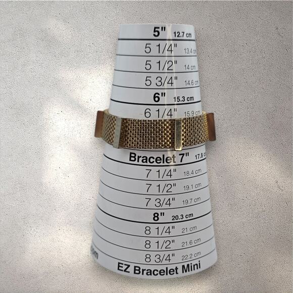 Vintage Gold-Tone Mesh Bracelet with Modern Bar Accents - Picture 7 of 7